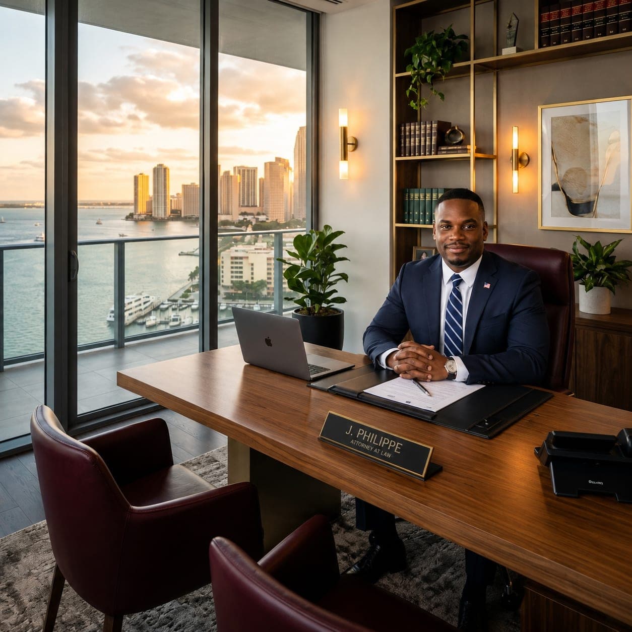 Jesse Philippe, U.S. Marine Veteran Attorney at Law, in his Miami office